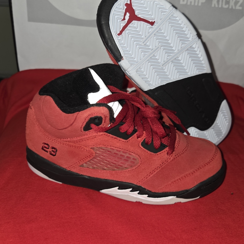 Jordan 5 Raging Bull Kids Red and Black Sneakers